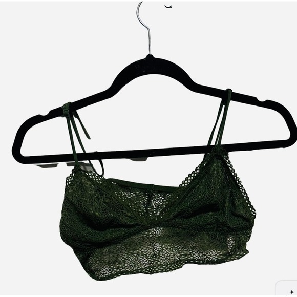 Victoria's Secret Size M Bra Green Wireless Unlined Adjustable Lace Bralette - Picture 1 of 5